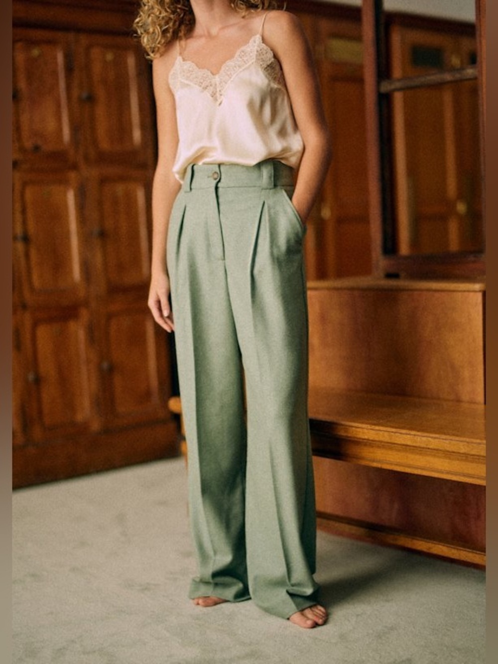 Sezane Theophile Trouser | Light Green | US 14